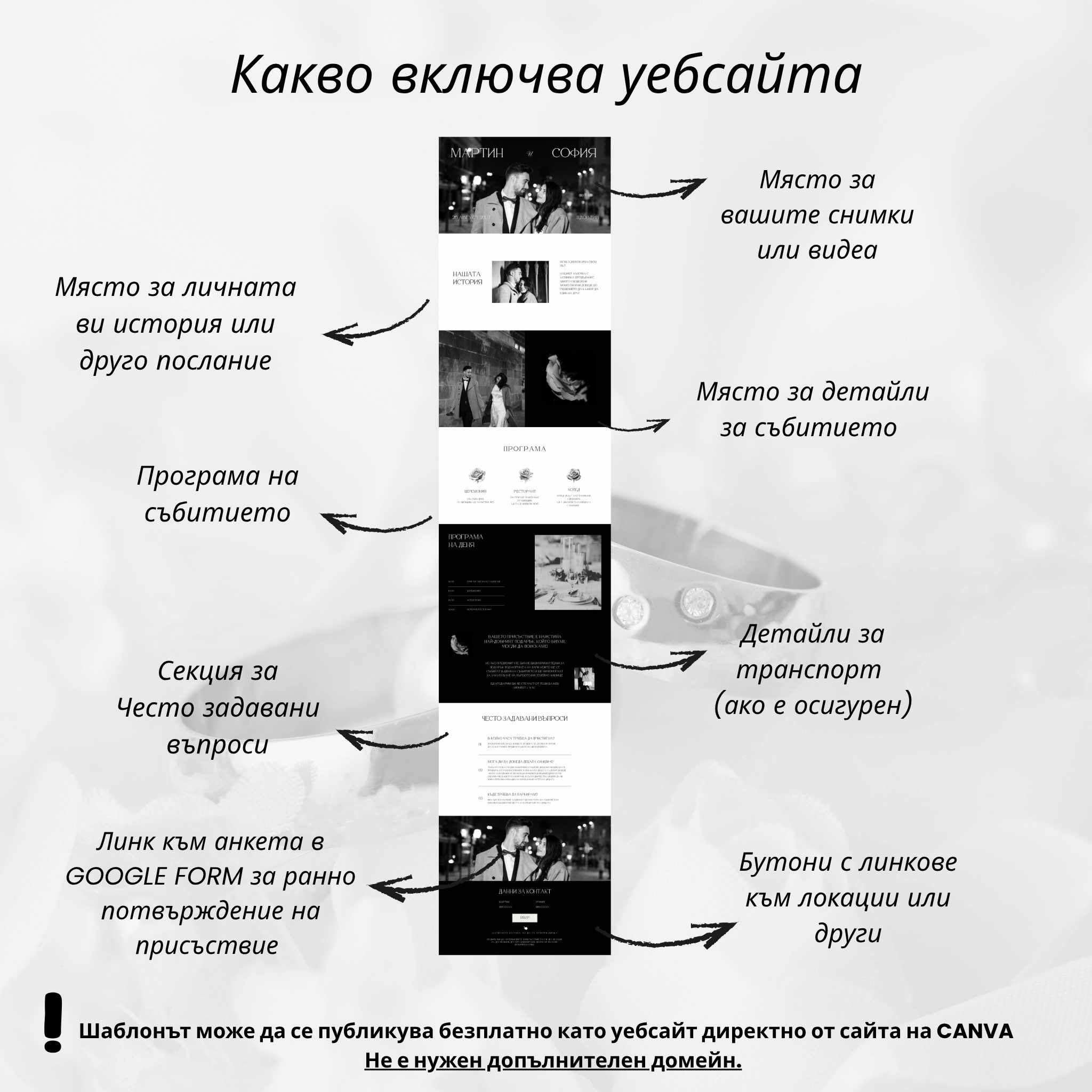 Сватбен уебсайт "Черно-бяла класика"
